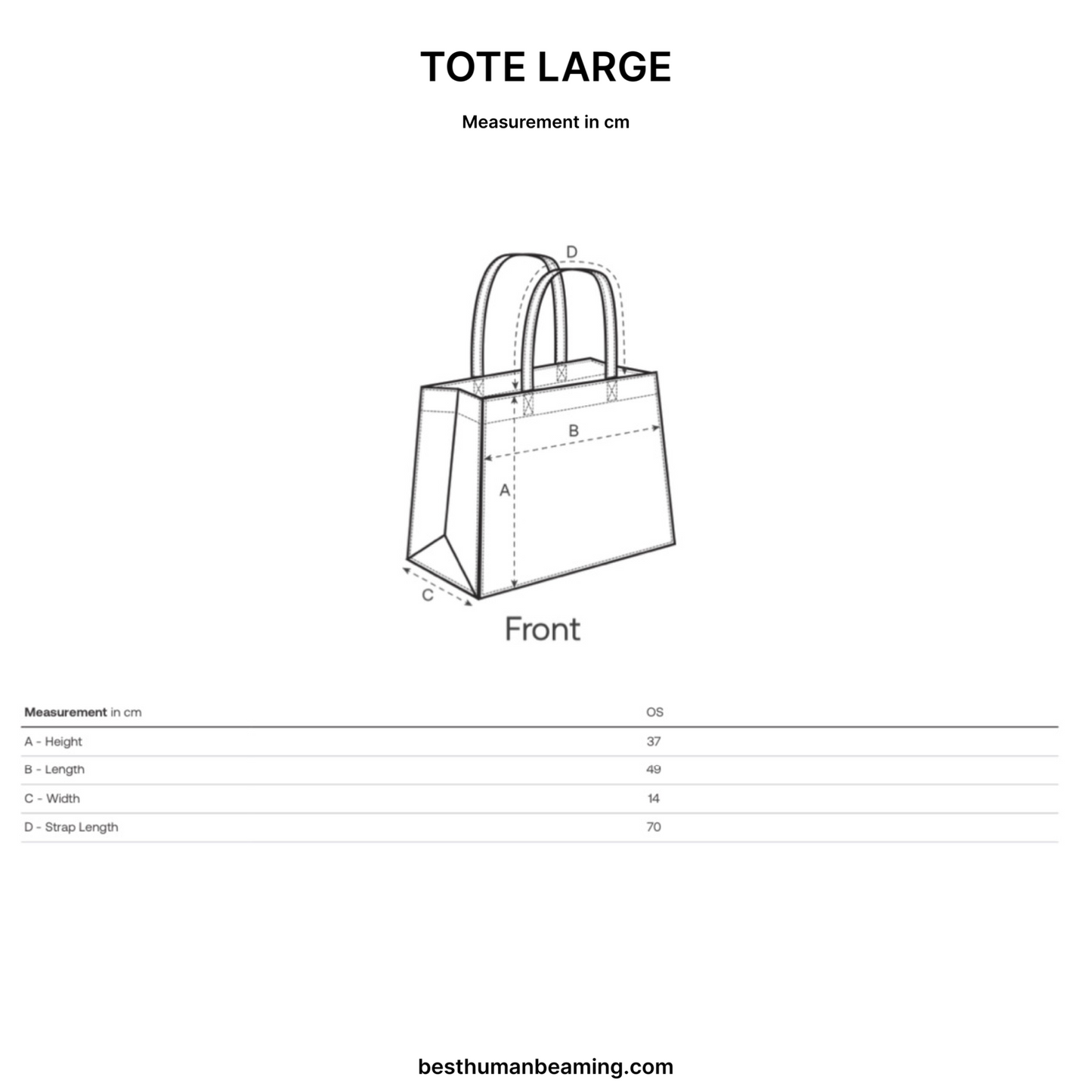 Sizing Guide for Best Human Beaming Tote Bag Large
