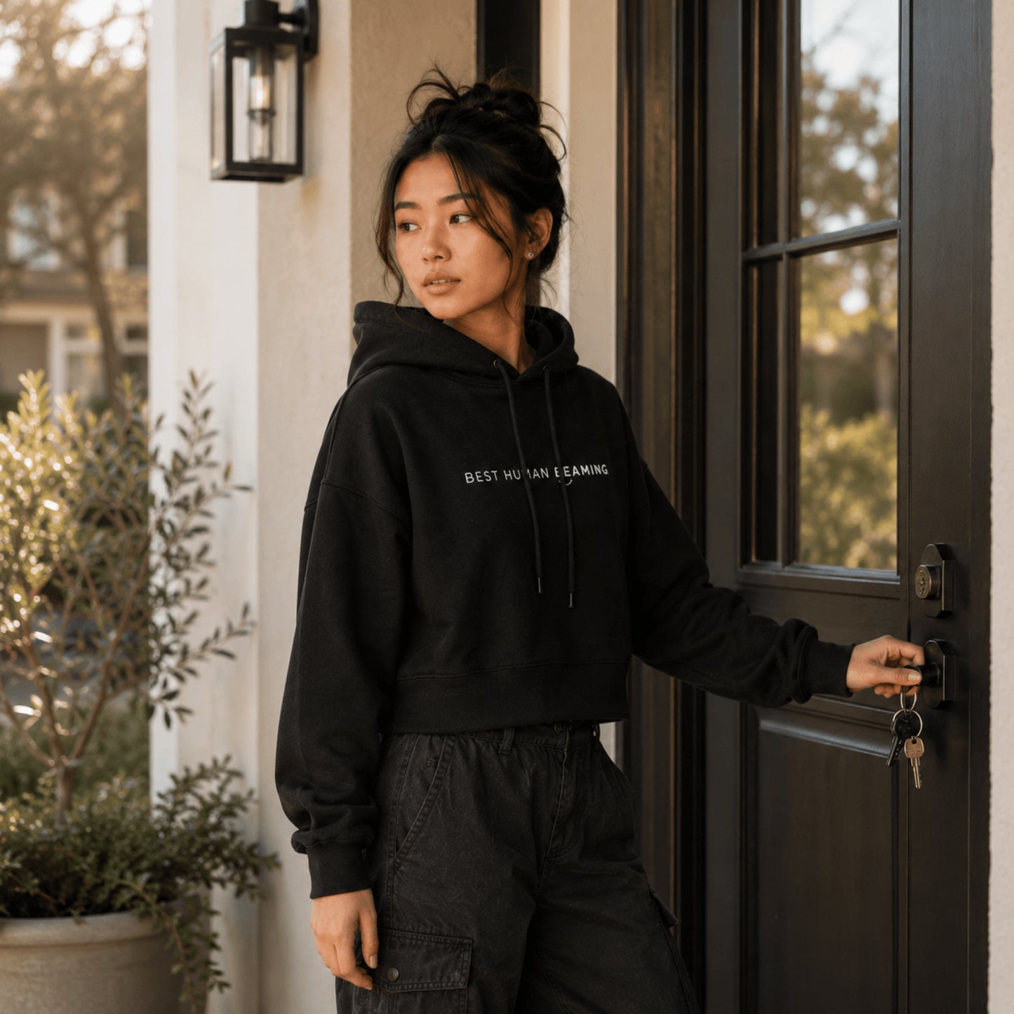 CROPPED COTTON HOODIE